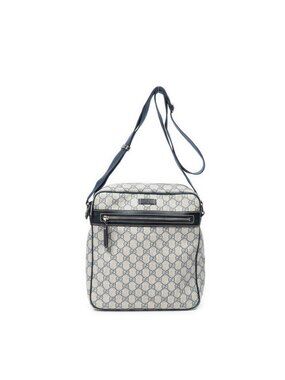 Gucci Half Moon Zip Messenger Gray Navy Supreme Canvas